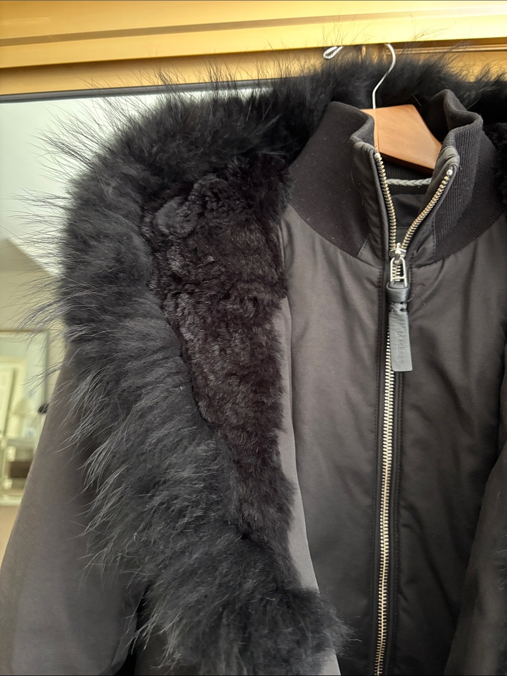 Mackage Black Puffer Jacket with Fur Trim and Hood - Picture 7 of 13